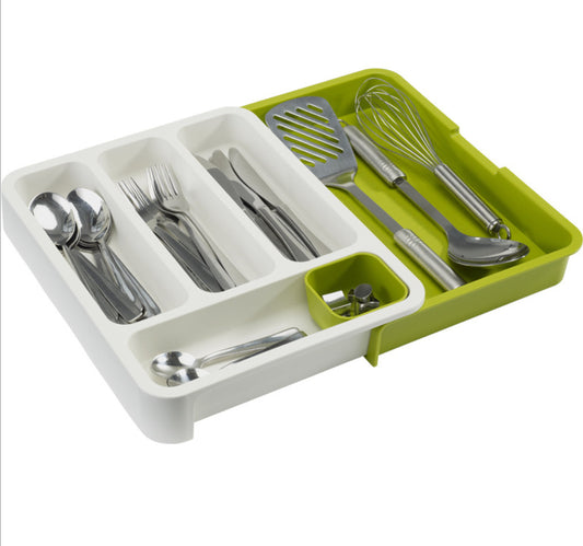 Ausziehbarer Besteck Organizer für Schubladen – 2-stufige Besteckaufbewahrung für Küche