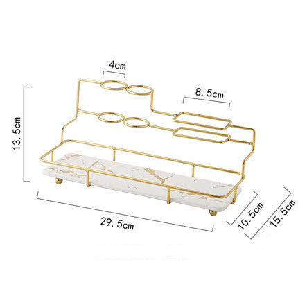 Keramik Badezimmer Set – Zahnbürstenhalter & Organizer mit Goldrahmen (Luxus Design)