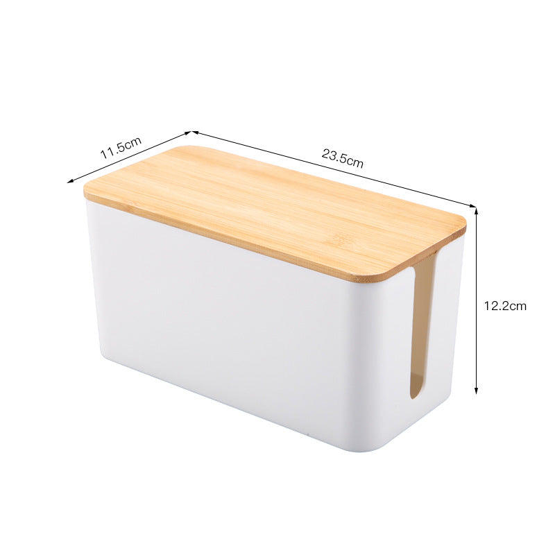 Kabel Organizer Box für Schreibtisch – Kabelmanagement Box mit Holzdeckel für Steckdosen und Kabel