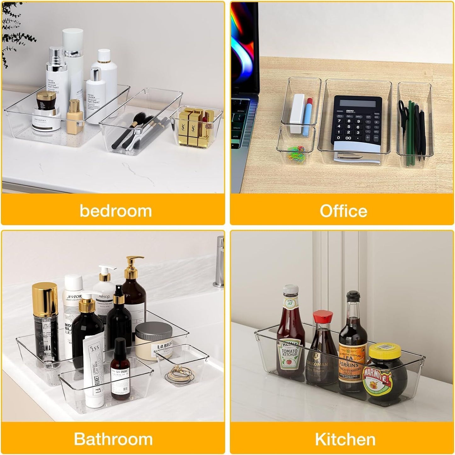 Schubladen Organizer Set 25-teilig – Transparente Aufbewahrungsboxen für Küche & Bad