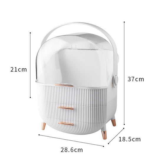 Kosmetik Organizer mit Deckel & Schubladen – Große Make-up Aufbewahrungsbox mit Griff