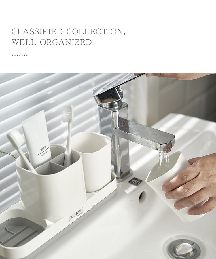 Zahnbürstenhalter Set mit Bechern – Badezimmer Organizer (3-teilig)