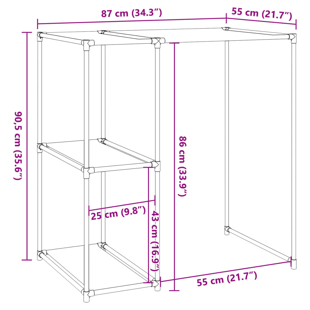 Waschmaschinenregal – Platzsparendes Badezimmer Regal 87×55×90,5 cm Schwarz