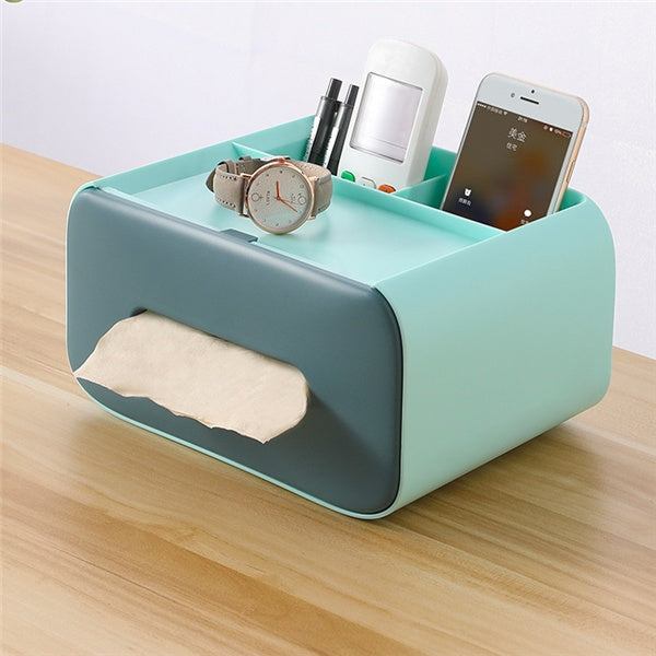Multifunktionale Taschentuchbox mit Organizer – Aufbewahrungsbox für Kosmetik & Zubehör