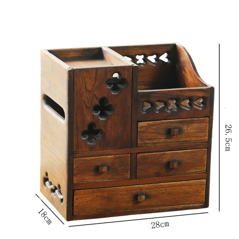 Vintage Kosmetik Organizer aus Holz – Retro Make-up Aufbewahrungsbox