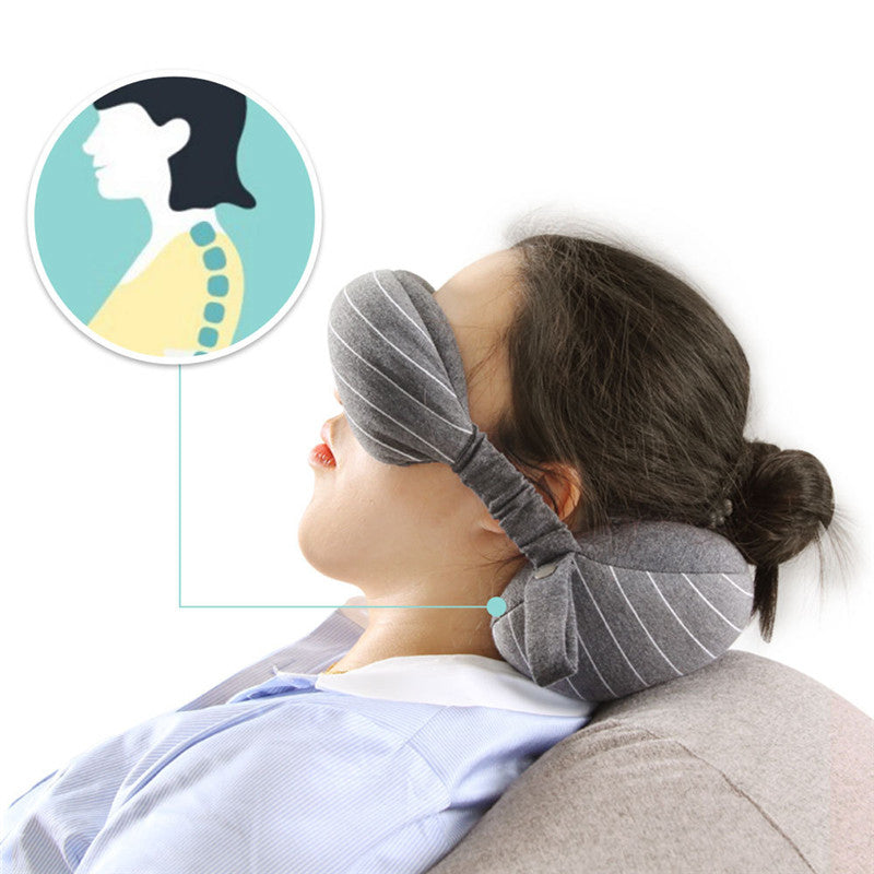 2-in-1 Reise Nackenkissen mit Schlafmaske – Multifunktionales Augenmasken-Kissen