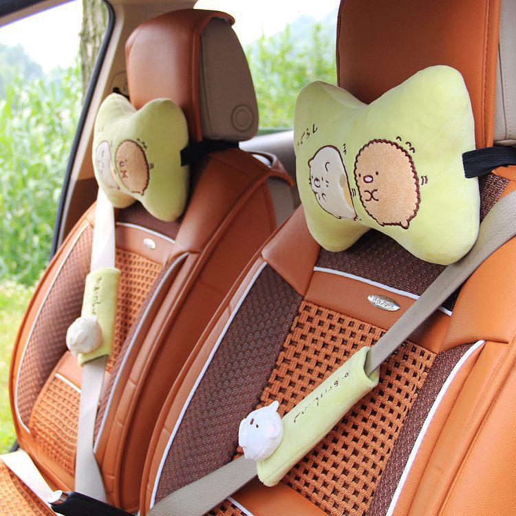 Auto Nackenkissen mit Bezug – Vier Jahreszeiten Komfort Kopfstützenkissen im Cartoon-Design