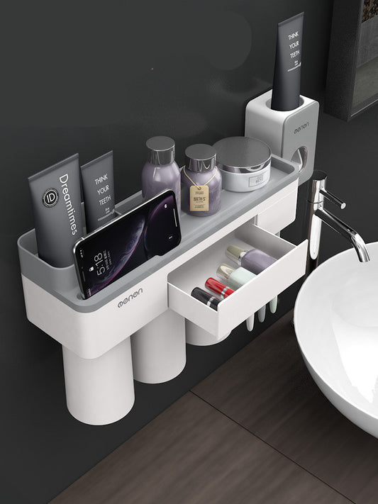 Magnetischer Zahnbürstenhalter Set – Wand Organizer mit Bechern & Zahnpastaspender