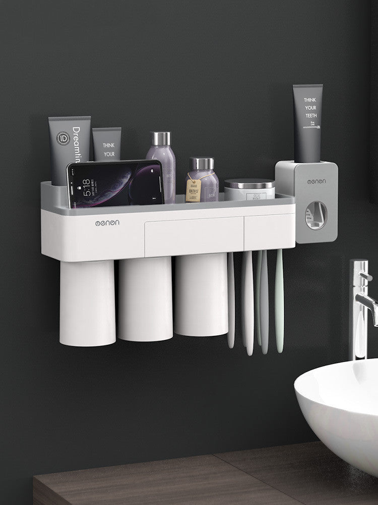 Magnetischer Zahnbürstenhalter Set – Wand Organizer mit Bechern & Zahnpastaspender