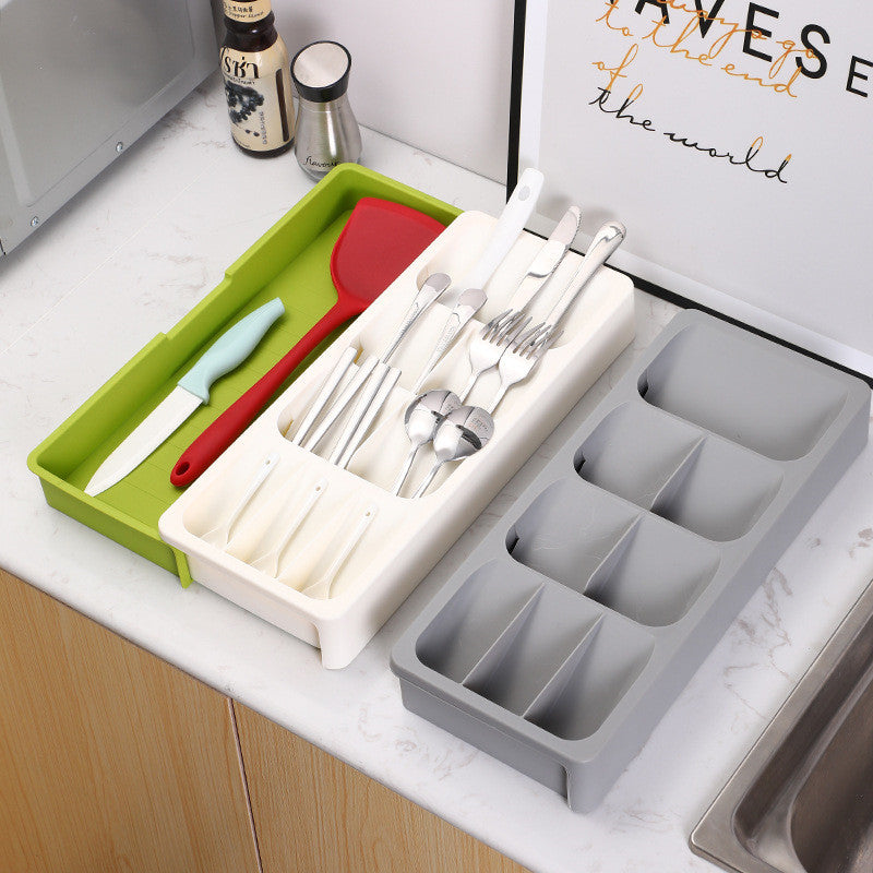 Ausziehbarer Besteck Organizer für Schubladen – Verstellbare Besteckbox mit Fächern für Küche