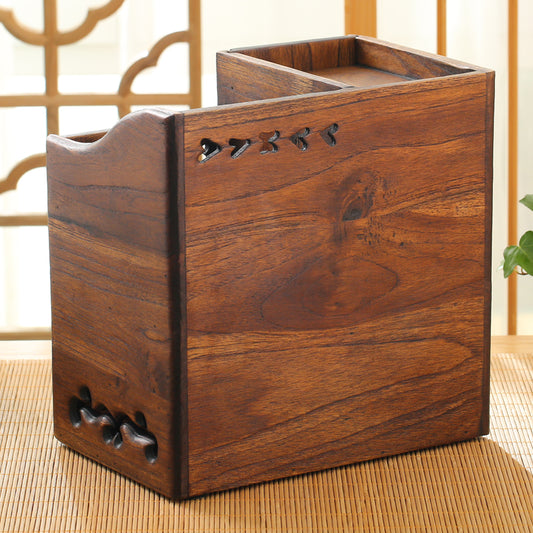 Vintage Kosmetik Organizer aus Holz – Retro Make-up Aufbewahrungsbox