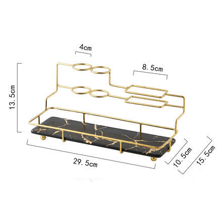 Keramik Badezimmer Set – Zahnbürstenhalter & Organizer mit Goldrahmen (Luxus Design)
