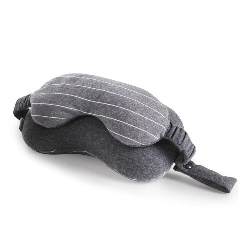 2-in-1 Reise Nackenkissen mit Schlafmaske – Multifunktionales Augenmasken-Kissen