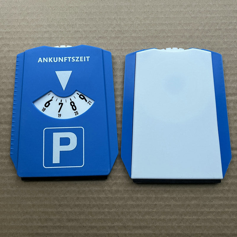 Parkscheibe 3-in-1 mit Eiskratzer – Parkuhr mit Parkzeit Anzeige