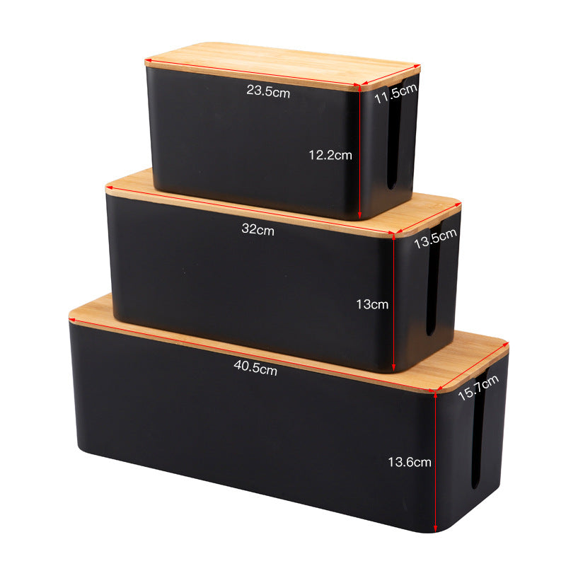 Kabel Organizer Box für Schreibtisch – Kabelmanagement Box mit Holzdeckel für Steckdosen und Kabel
