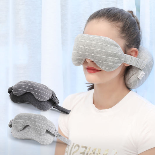 2-in-1 Reise Nackenkissen mit Schlafmaske – Multifunktionales Augenmasken-Kissen