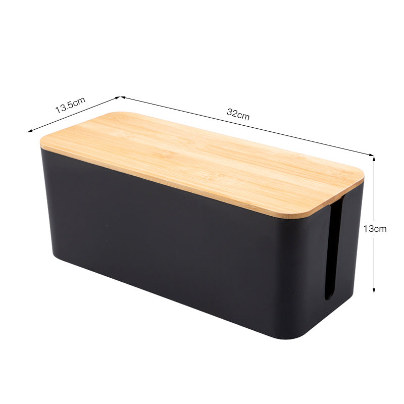 Kabel Organizer Box für Schreibtisch – Kabelmanagement Box mit Holzdeckel für Steckdosen und Kabel