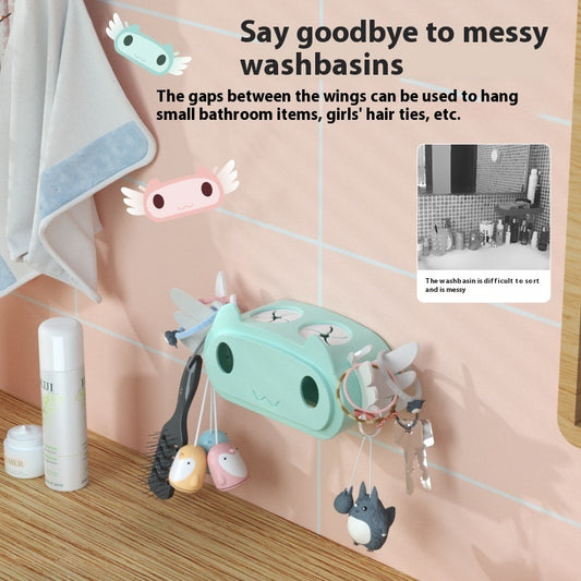 Elektrischer Zahnbürstenhalter Wand – Süßer Badezimmer Organizer mit Becher (ohne Bohren)