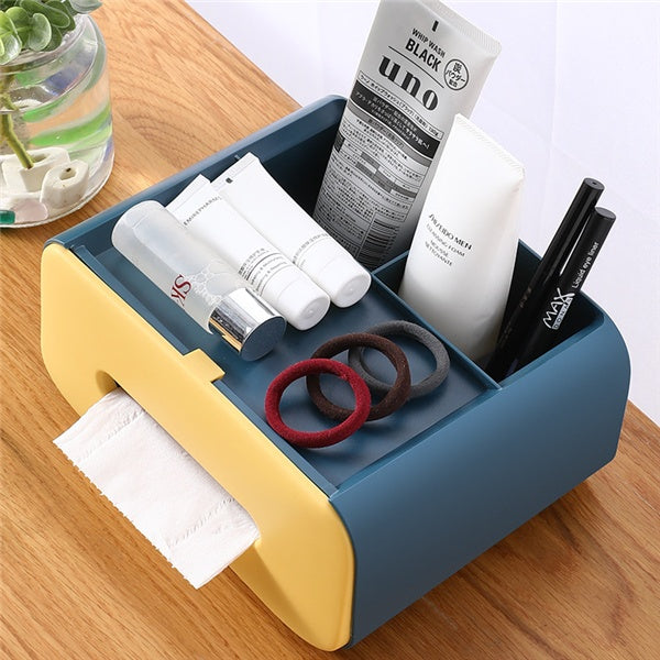 Multifunktionale Taschentuchbox mit Organizer – Aufbewahrungsbox für Kosmetik & Zubehör