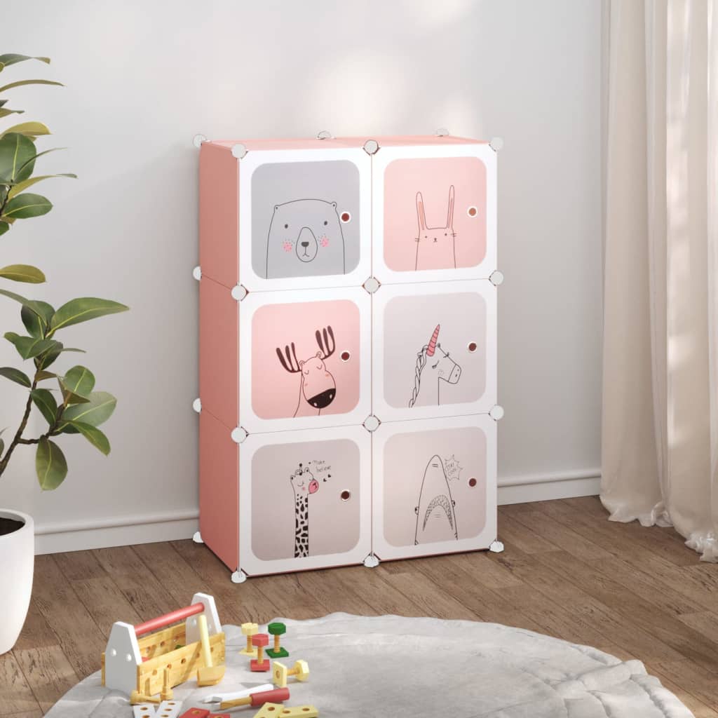 Modulares Kinderregal mit 6 Würfeln – Aufbewahrungsschrank aus PP