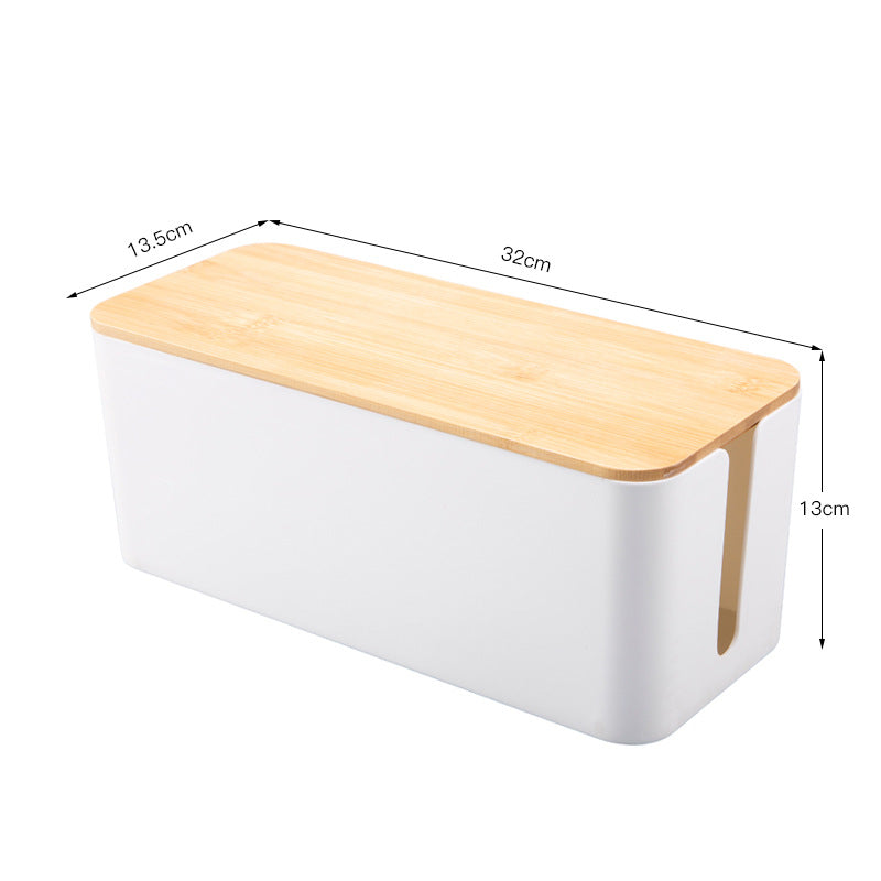 Kabel Organizer Box für Schreibtisch – Kabelmanagement Box mit Holzdeckel für Steckdosen und Kabel