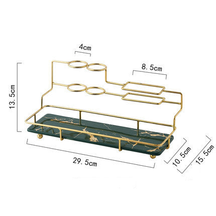 Keramik Badezimmer Set – Zahnbürstenhalter & Organizer mit Goldrahmen (Luxus Design)