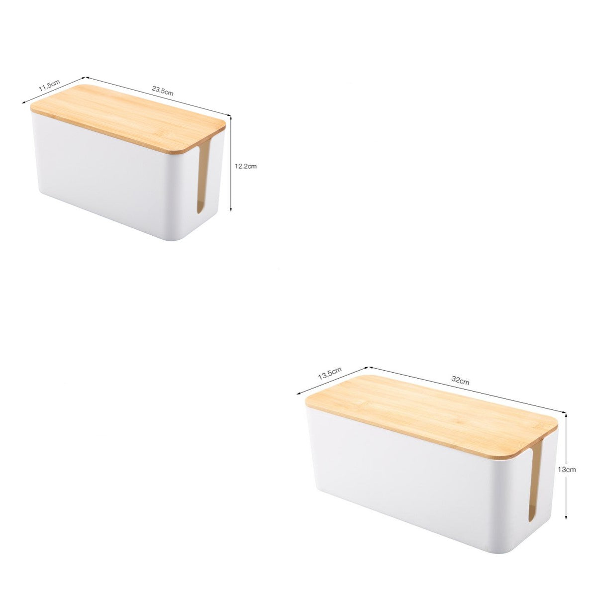 Kabel Organizer Box für Schreibtisch – Kabelmanagement Box mit Holzdeckel für Steckdosen und Kabel