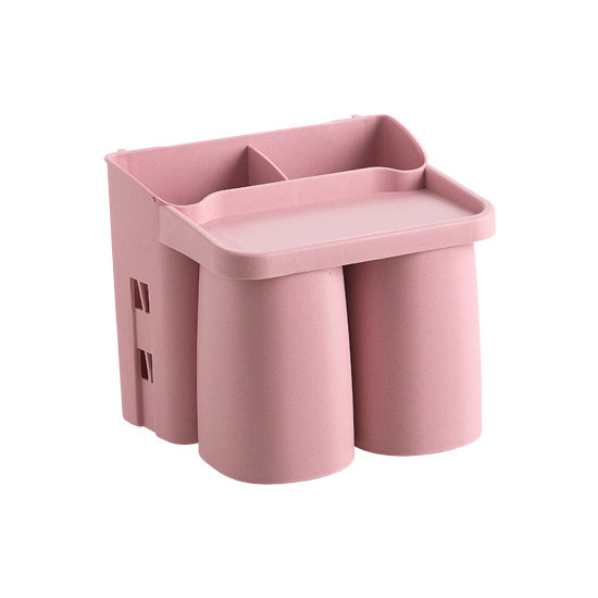 Zahnbürstenhalter Wand – Badezimmer Organizer mit Bechern (ohne Bohren)
