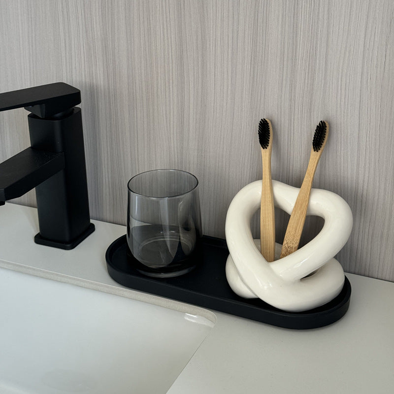 Keramik Zahnbürstenhalter Herz Design – Dekorativer Badezimmer Organizer