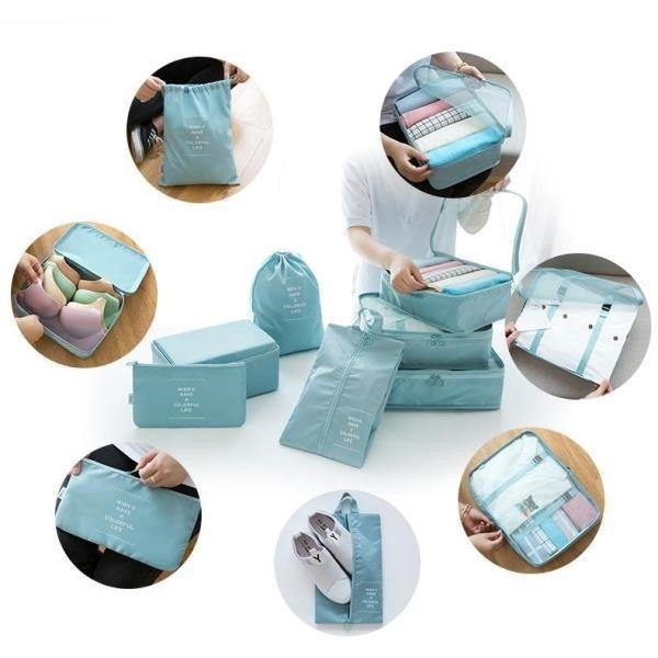Reise Organizer Set (8-teilig) – Koffer Packtaschen für Kleidung & Kosmetik