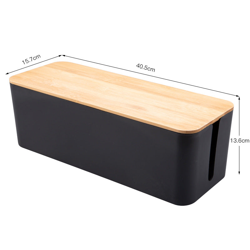 Kabel Organizer Box für Schreibtisch – Kabelmanagement Box mit Holzdeckel für Steckdosen und Kabel