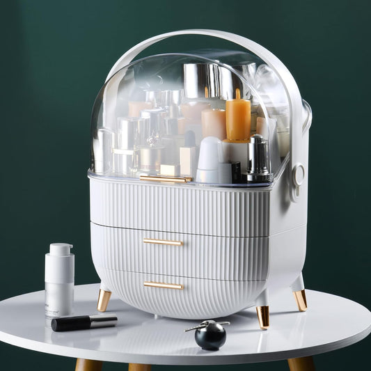 Kosmetik Organizer mit Deckel & Schubladen – Große Make-up Aufbewahrungsbox mit Griff