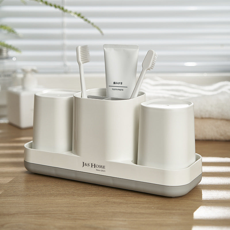 Zahnbürstenhalter Set mit Bechern – Badezimmer Organizer (3-teilig)