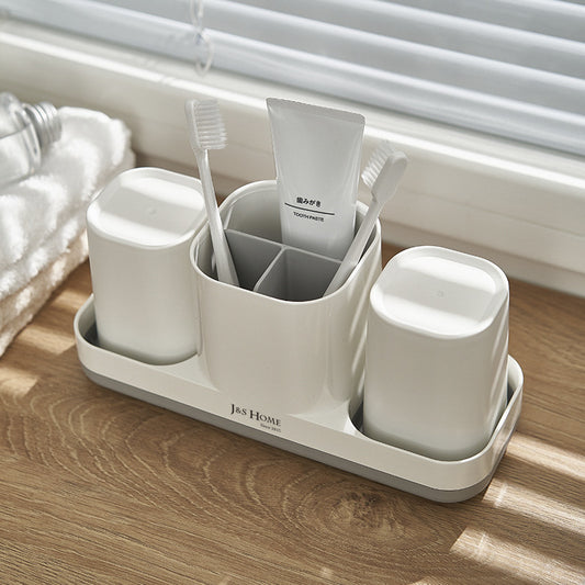 Zahnbürstenhalter Set mit Bechern – Badezimmer Organizer (3-teilig)