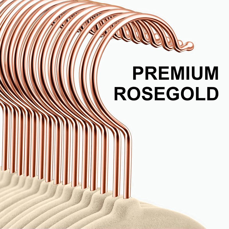 Rutschfester Kleiderbügel – Multifunktionaler Samtbügel für Kleidung mit Roségold Haken