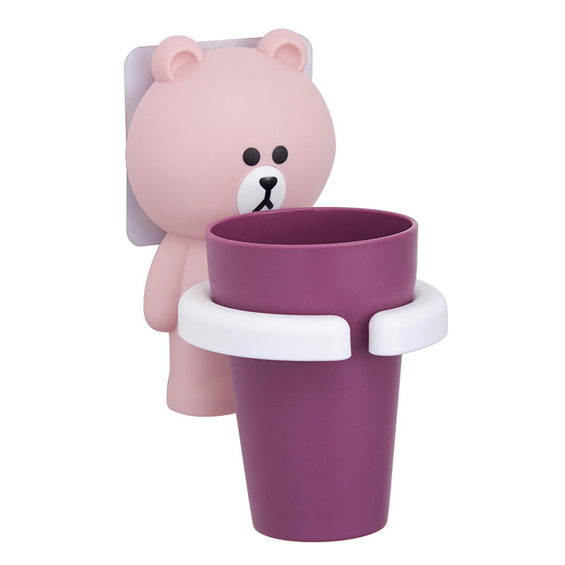 Kinder Zahnbürstenhalter mit Becher – Niedlicher Wand Organizer mit Saugnapf