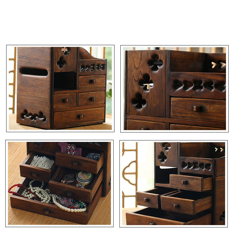 Vintage Kosmetik Organizer aus Holz – Retro Make-up Aufbewahrungsbox