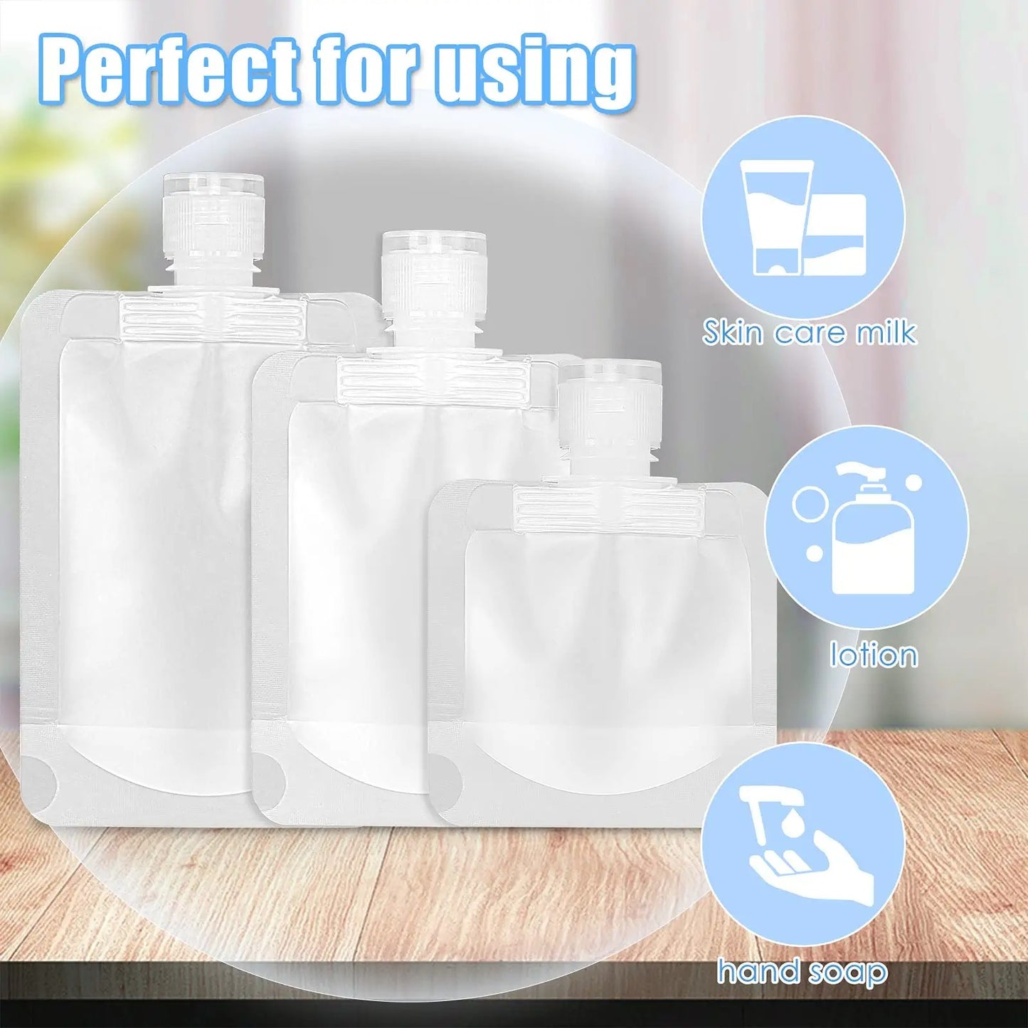 Nachfüllbare Reise-Flaschenbeutel – Transparente Kosmetik- & Shampoo-Behälter (30–100 ml)