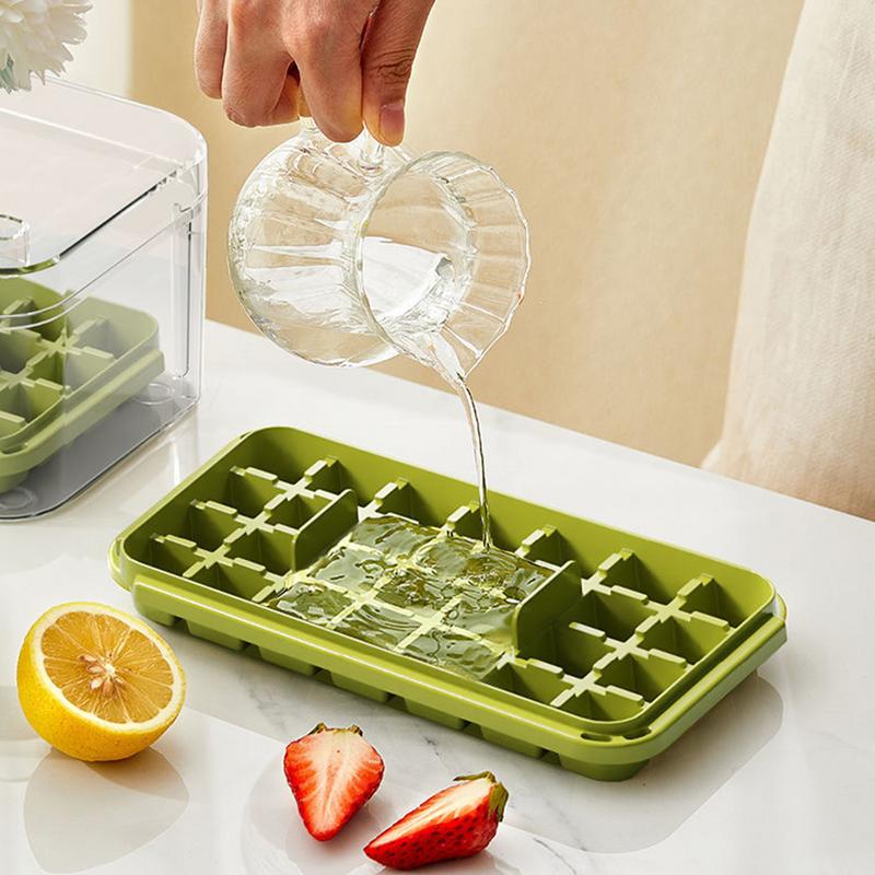 Eiswürfelform mit 28/56 Fächern – Wiederverwendbare Eiswürfelbox mit Deckel & Druckfunktion