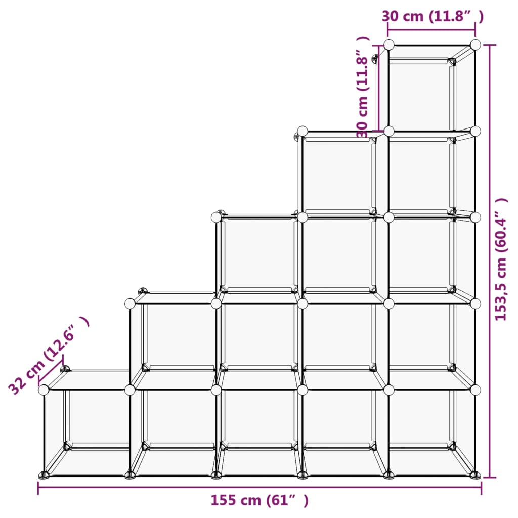 Modulares Regalsystem mit 15 Würfeln – Platzsparendes Aufbewahrungsregal aus PP