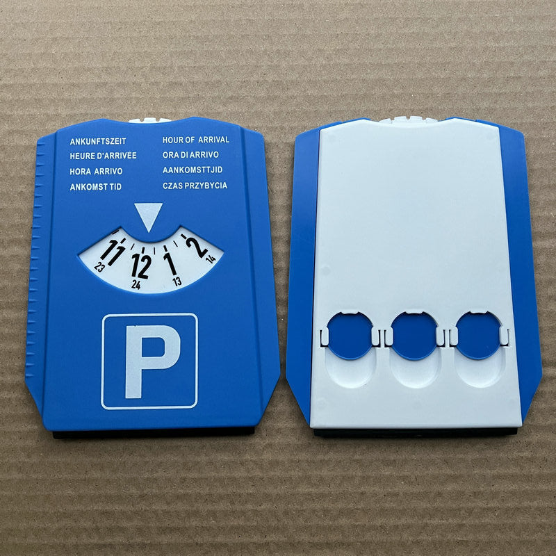 Parkscheibe 3-in-1 mit Eiskratzer – Parkuhr mit Parkzeit Anzeige