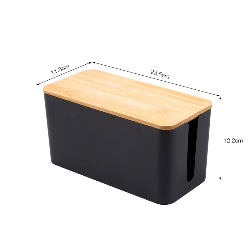 Kabel Organizer Box für Schreibtisch – Kabelmanagement Box mit Holzdeckel für Steckdosen und Kabel