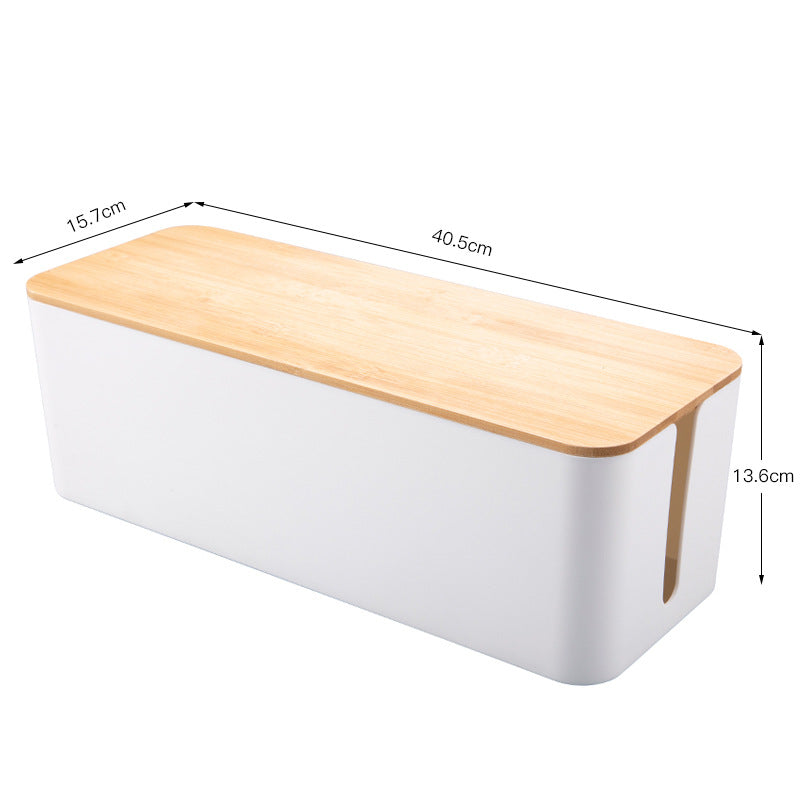 Kabel Organizer Box für Schreibtisch – Kabelmanagement Box mit Holzdeckel für Steckdosen und Kabel
