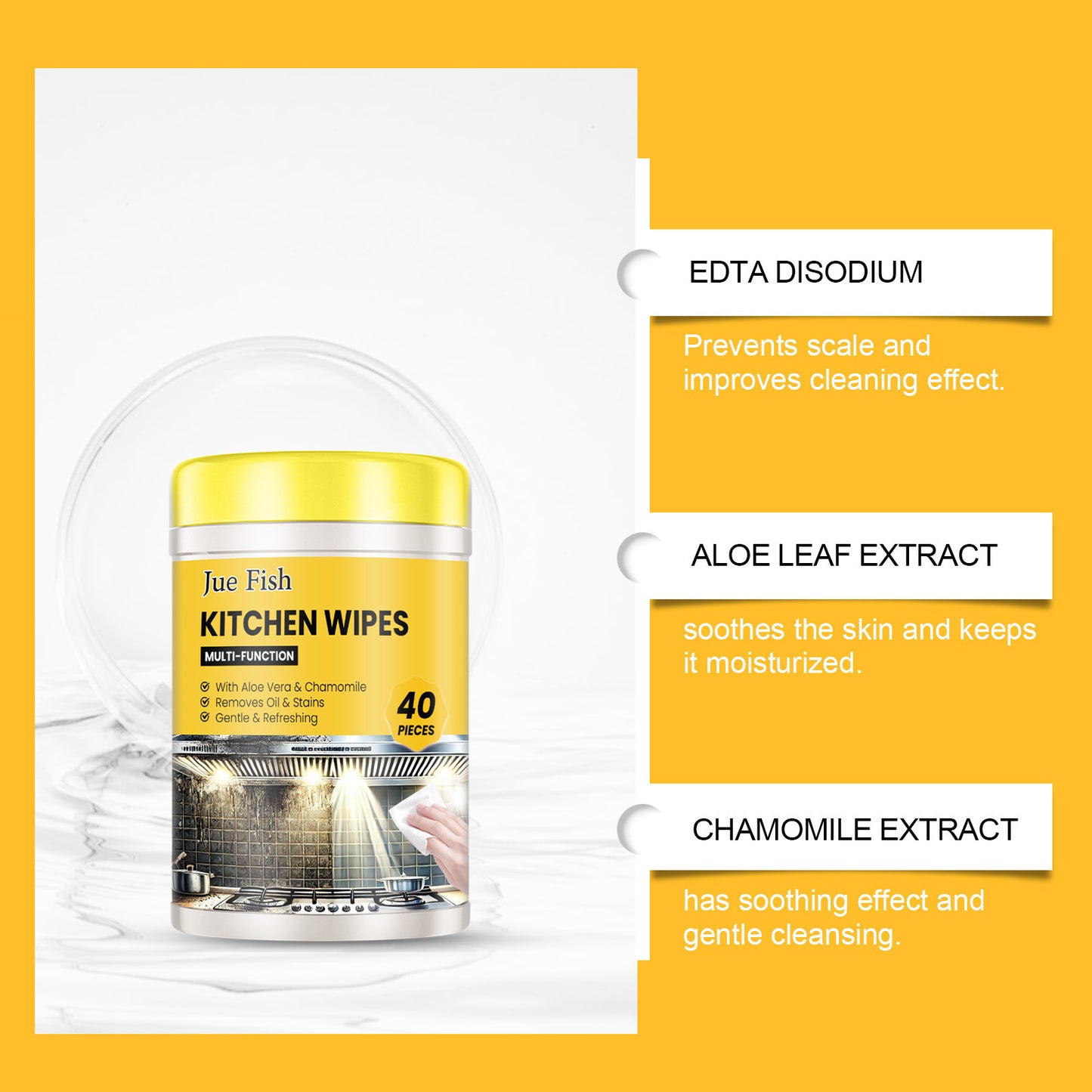 Küchen Reinigungstücher – Multifunktionale Feuchttücher für Küche & Herd (40 Stück)