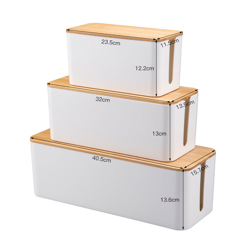 Kabel Organizer Box für Schreibtisch – Kabelmanagement Box mit Holzdeckel für Steckdosen und Kabel