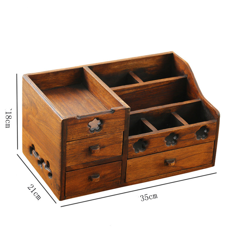 Vintage Kosmetik Organizer aus Holz – Retro Make-up Aufbewahrungsbox
