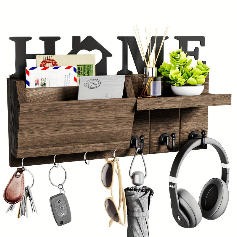 Wand Schlüsselhalter aus Holz – Multifunktionale Schlüsselablage mit Regal