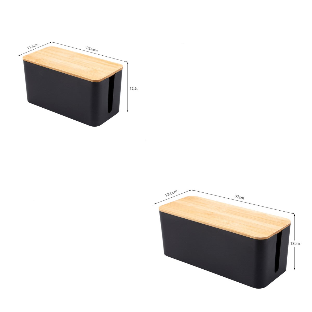 Kabel Organizer Box für Schreibtisch – Kabelmanagement Box mit Holzdeckel für Steckdosen und Kabel