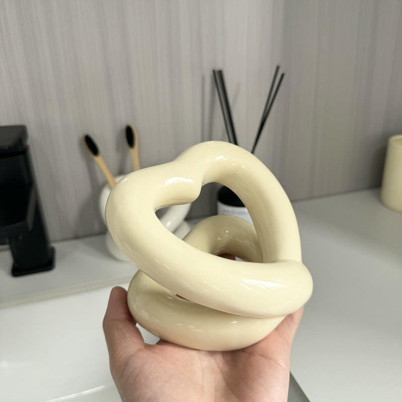 Keramik Zahnbürstenhalter Herz Design – Dekorativer Badezimmer Organizer