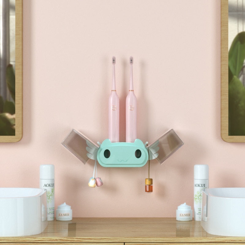 Elektrischer Zahnbürstenhalter Wand – Süßer Badezimmer Organizer mit Becher (ohne Bohren)